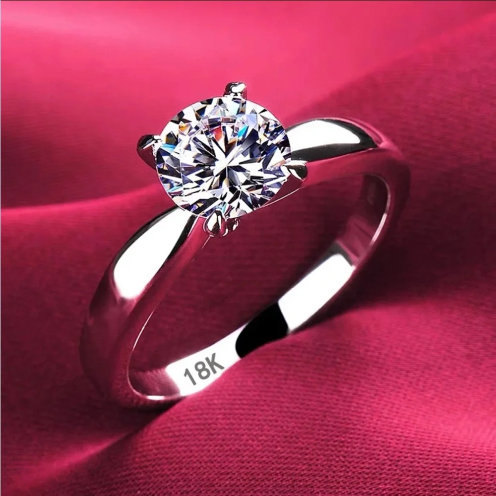 18K WHITE GOLD FILLED DIAMOND ENGAGEMENT RING - Picture 3 of 10